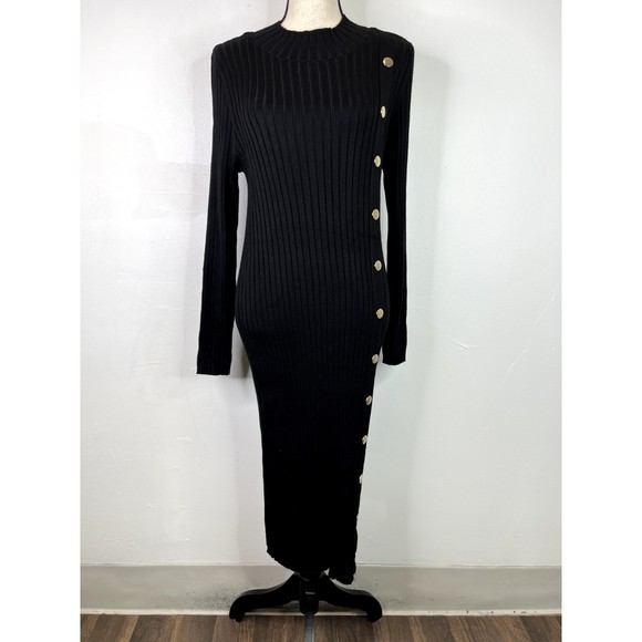 Olive Oak Dresses & Skirts - Olive Oak Women's Black Mockneck Long Sleeve Bodycon Dress SZ XL